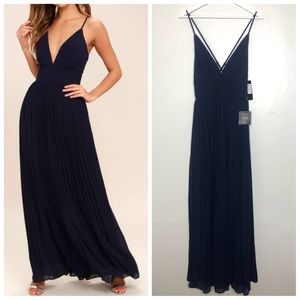 NWT Lulu’s Depths of My Love Navy Blue Maxi Dress